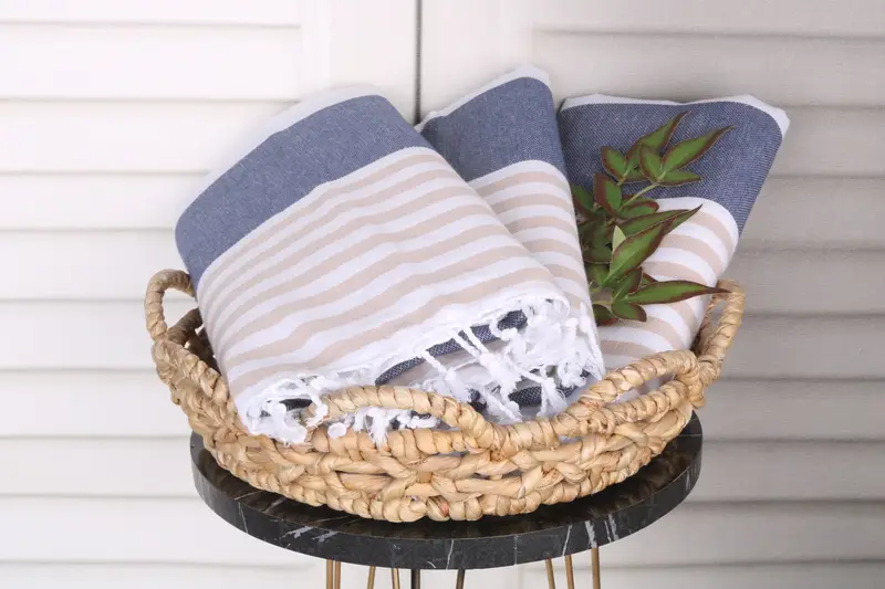Wedding Hand Made Gift, Beach Towel Gift, Luxury Beach Towel, 70x40 Cotton Striped Towel, Bath towel, Quick-dry peshtemal, Engagement Gift - 5