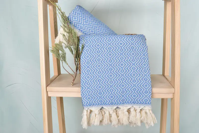 Handmade Gift, Custom Wedding Gift From Bridesmaid, Organic Turkish towel, Grandma Gift, Yoga Towel, Turkish towel, 70x38 Cotton Diamond Towel - 4