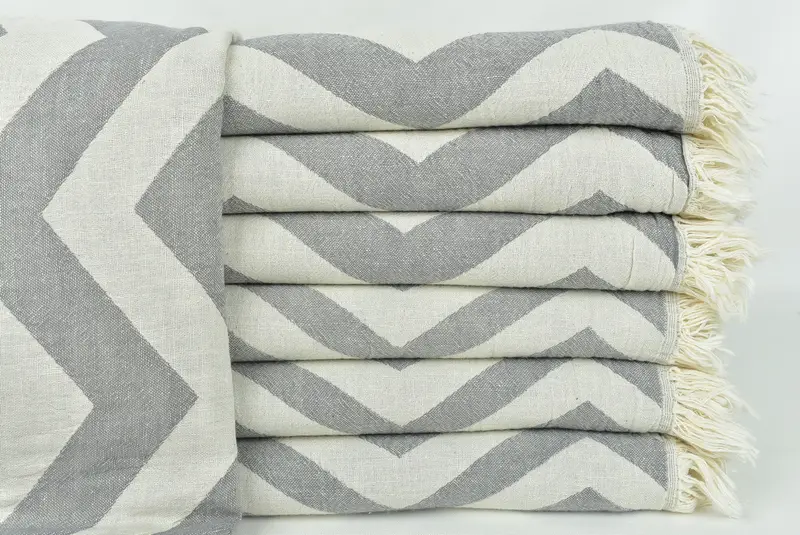 Turkish Towel Beach Towel, Soft towel, Maid Of Honor Gift, Monogram Beach Towel, Custom Beach Towels, 70x40 Cotton Zigzag Design Towel, Travel towel - 3