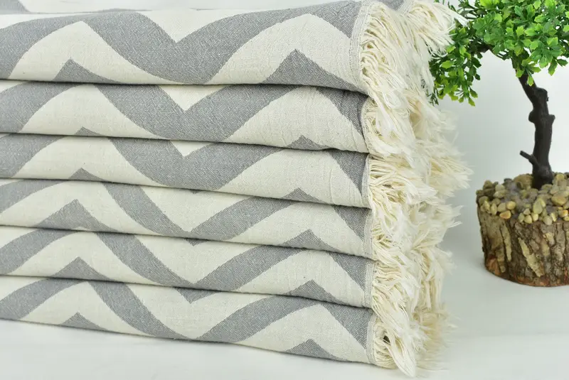 Turkish Towel Beach Towel, Soft towel, Maid Of Honor Gift, Monogram Beach Towel, Custom Beach Towels, 70x40 Cotton Zigzag Design Towel, Travel towel - 5