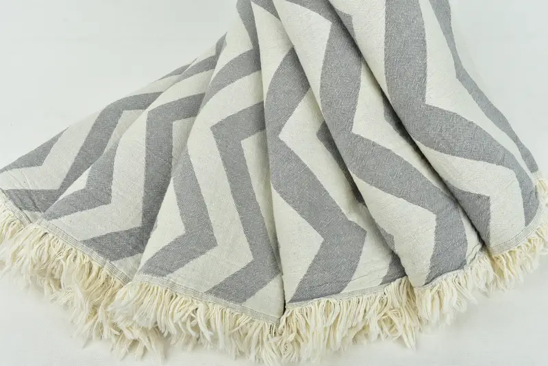 Turkish Towel Beach Towel, Soft towel, Maid Of Honor Gift, Monogram Beach Towel, Custom Beach Towels, 70x40 Cotton Zigzag Design Towel, Travel towel - 6