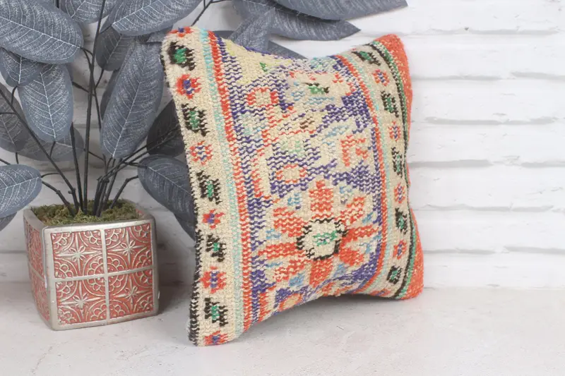 12x12 Blue Pillow Cover, Turkish Pillow, Pillow for Sofa, Pet Pillow Case, Interior Designer Pillow, Ethnic Pillow Cover Cushion Case, Cushion Case - 4