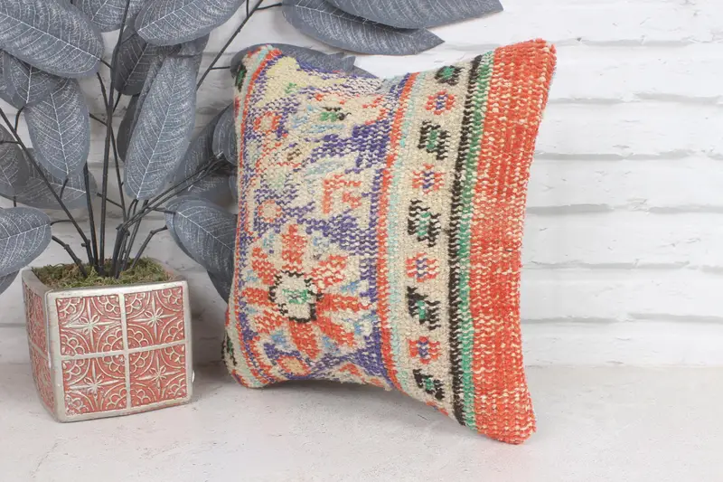 12x12 Blue Pillow Cover, Turkish Pillow, Pillow for Sofa, Pet Pillow Case, Interior Designer Pillow, Ethnic Pillow Cover Cushion Case, Cushion Case - 3
