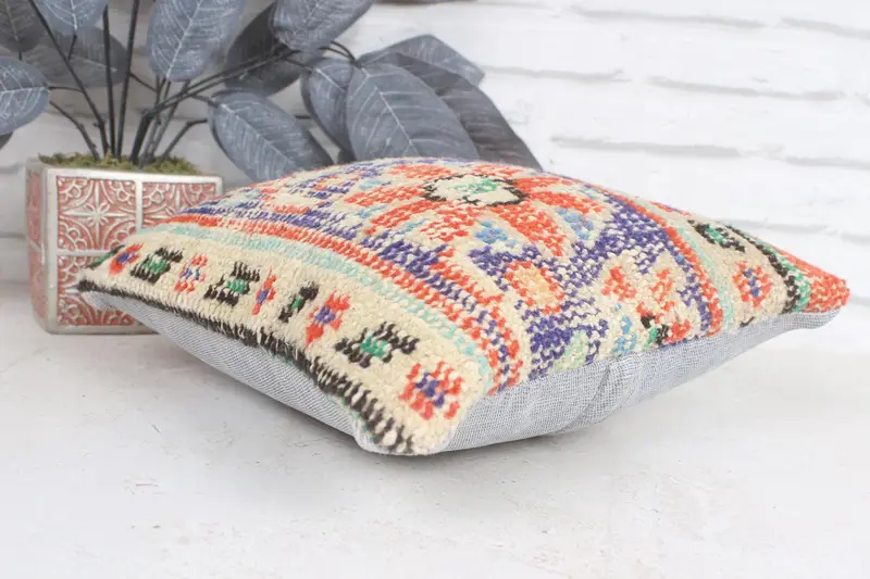 12x12 Blue Pillow Cover, Turkish Pillow, Pillow for Sofa, Pet Pillow Case, Interior Designer Pillow, Ethnic Pillow Cover Cushion Case, Cushion Case - 6
