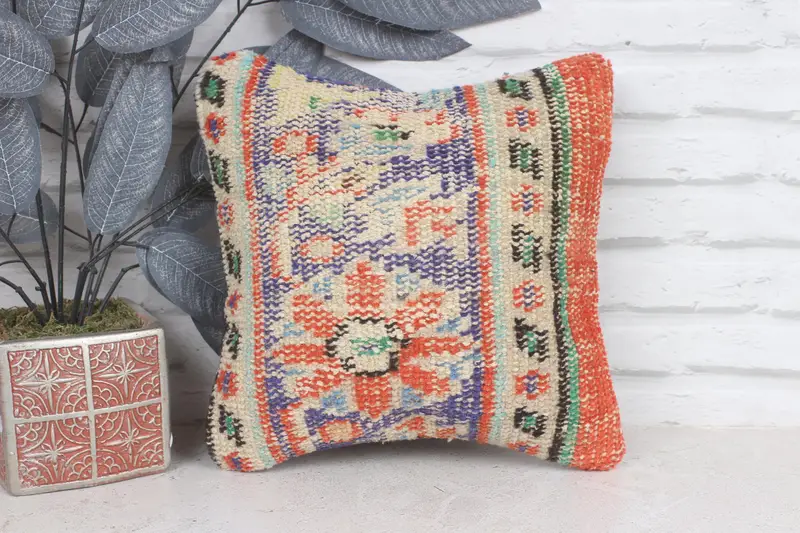 12x12 Blue Pillow Cover, Turkish Pillow, Pillow for Sofa, Pet Pillow Case, Interior Designer Pillow, Ethnic Pillow Cover Cushion Case, Cushion Case - 1