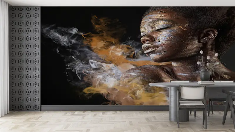 African Wall Poster,Fashion Wall Painting,Custom Wall Paper,Wall Paper Peel and Stick,3d Wall Paper,Smoke Mural, - 4