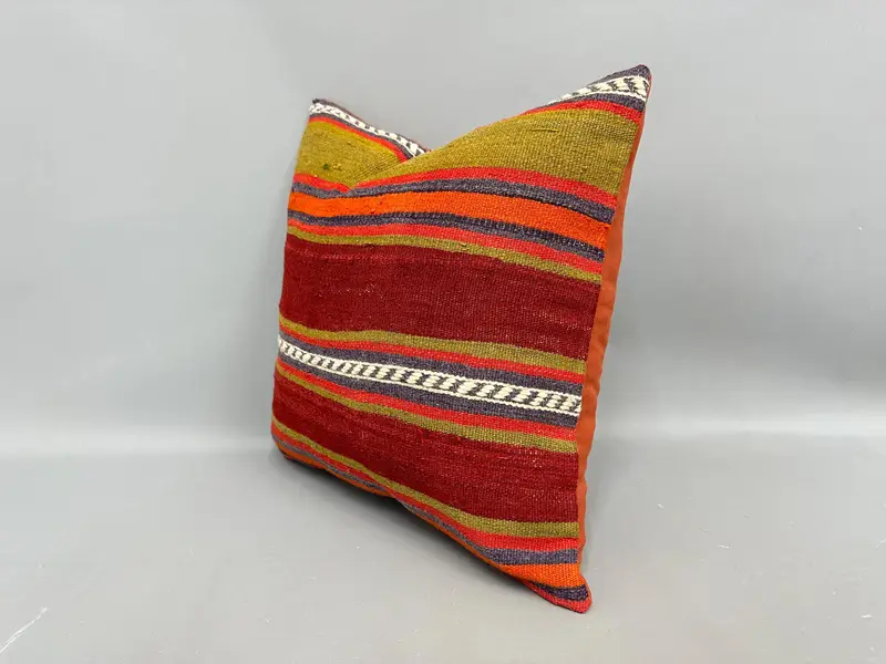 Vintage Kilim Pillow, 18x18 Red Pillow Cover, Gift Pillow, Interior Designer Pillow, Pillow Case, Ethnic Pillow Cover Pillow Sham - 3