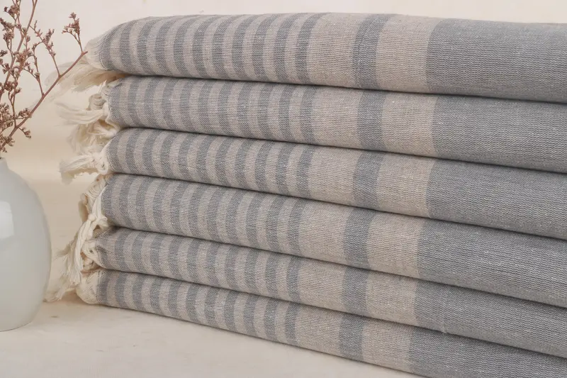 Personalized Turkish Beach Towel Brown-Beige Striped, 40x71 Inches