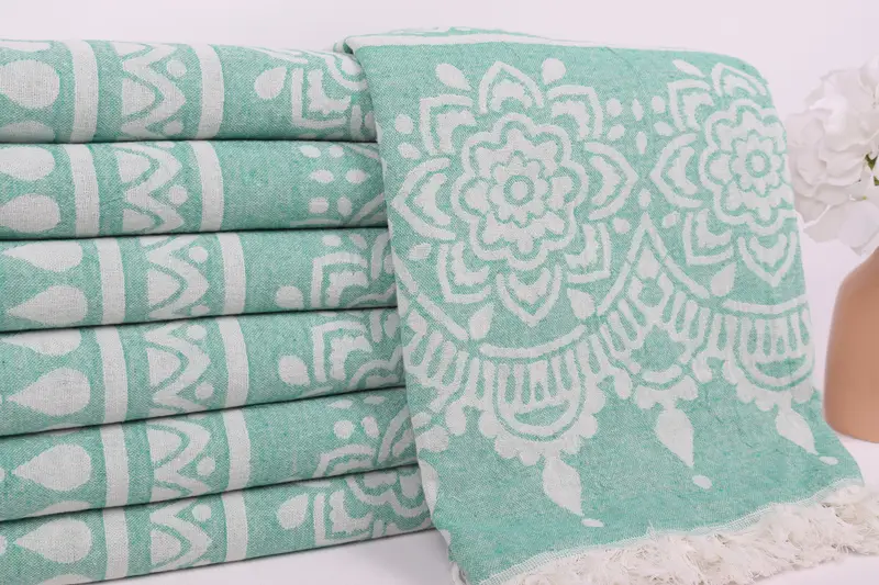 Wedding Gift For Bride, 74x36 Cotton Floral Patterned Towel, Bridesmaid Gifts, Organic Turkish towel, Organic towel, Girl Trip Party Favor - 3