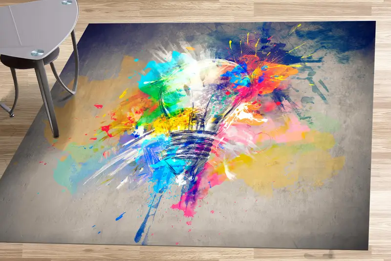 エレガントなプリントラグ：モダンな空間に適した軽くてカラフルな抽象的なデザイン