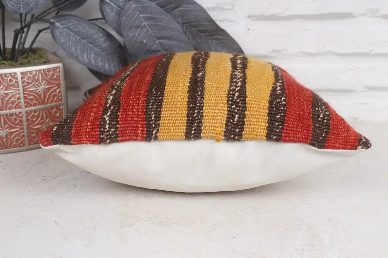 Sofa Bolster Cushion, Pillow, Antique Pillows, 12x12 Red Pillow Cover, Home Decor Pillow, Throw Kilim Pillow, Neutral Throw Pillow Sham - 5
