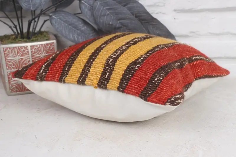 Sofa Bolster Cushion, Pillow, Antique Pillows, 12x12 Red Pillow Cover, Home Decor Pillow, Throw Kilim Pillow, Neutral Throw Pillow Sham - 6