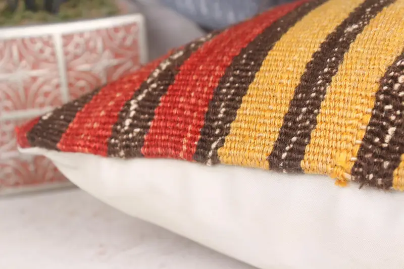 Sofa Bolster Cushion, Pillow, Antique Pillows, 12x12 Red Pillow Cover, Home Decor Pillow, Throw Kilim Pillow, Neutral Throw Pillow Sham - 7