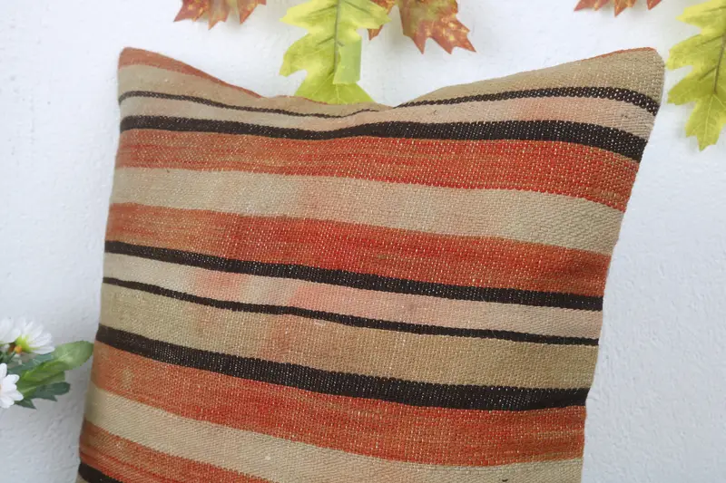 Pillow Case, 16x16 Red Pillow Cover, Vintage Cushion, Vintage Kilim Pillow, Turkish Kilim Pillow, Boho Pillow, Southwestern Cushion - 5