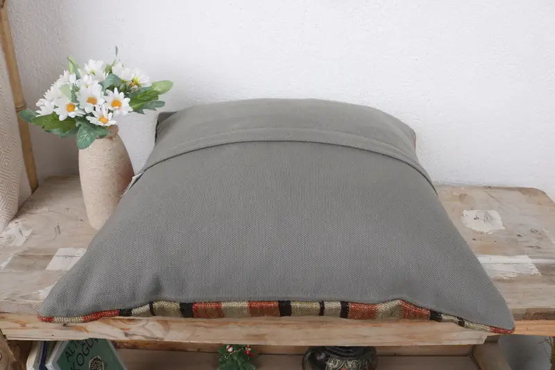 Pillow Case, 16x16 Red Pillow Cover, Vintage Cushion, Vintage Kilim Pillow, Turkish Kilim Pillow, Boho Pillow, Southwestern Cushion - 7