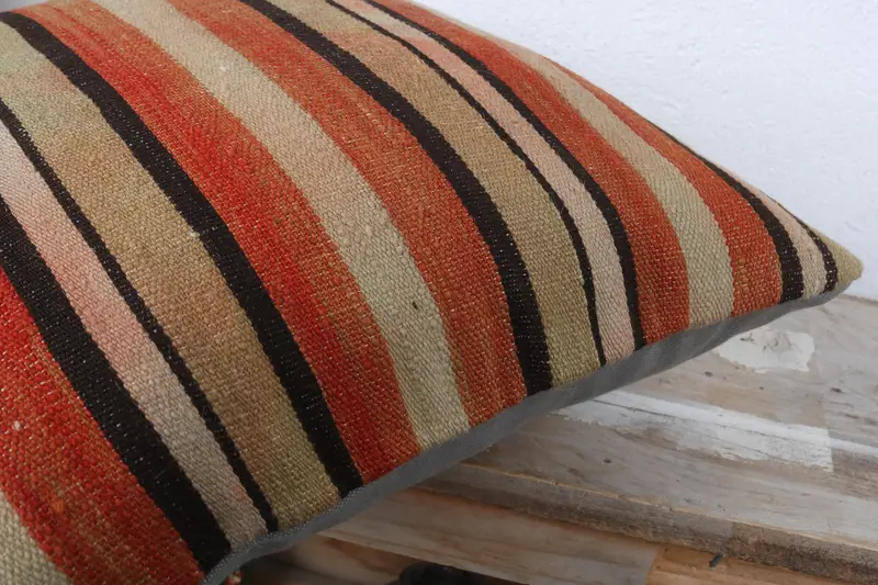 Pillow Case, 16x16 Red Pillow Cover, Vintage Cushion, Vintage Kilim Pillow, Turkish Kilim Pillow, Boho Pillow, Southwestern Cushion - 6