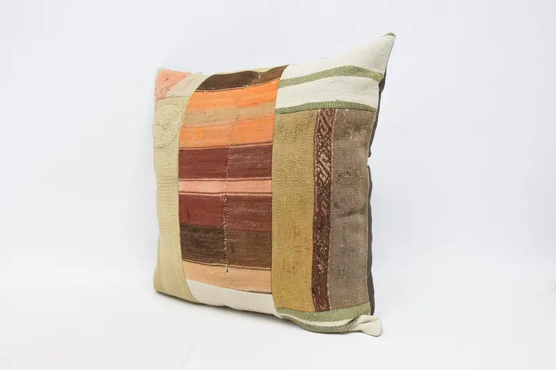 Pillow Sham, 28x28 Orange Cushion, Vintage Pillow, Ethnical Kilim Rug Pillow, Boho Pillow - 4