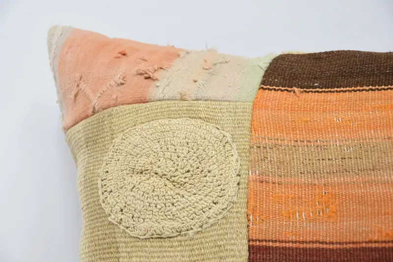 Pillow Sham, 28x28 Orange Cushion, Vintage Pillow, Ethnical Kilim Rug Pillow, Boho Pillow - 2