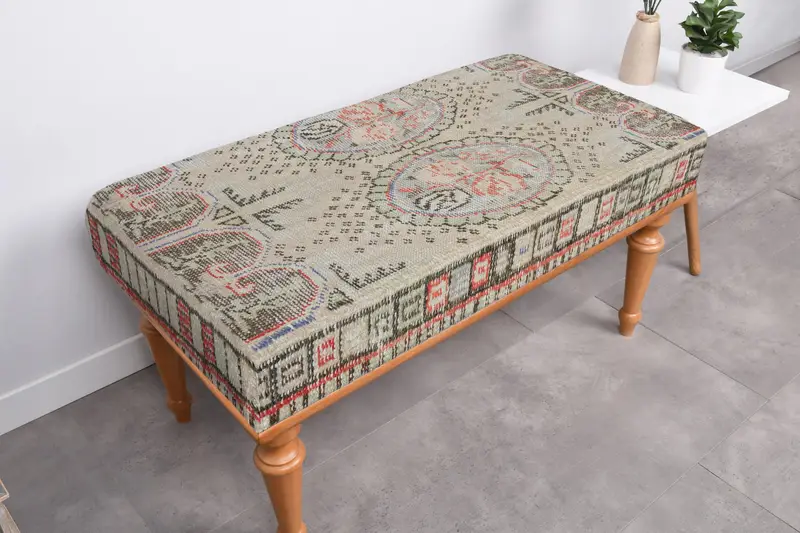 モジュール式オットマンセット、キリム風のウールブレンドソファオットマン