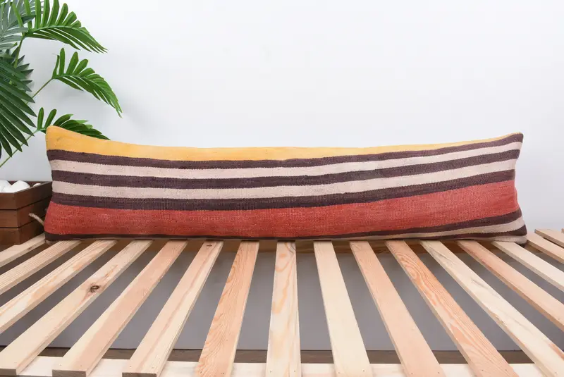 Office Chair Pillow Case, Handmade Kilim Cushion, 12x48 Red Cushion Case, Home Decor Pillow, Pillow, Boho Pillow Sham Cover, Retro Pillow Cover - 1