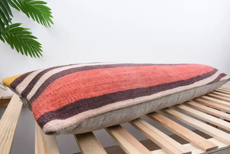 Office Chair Pillow Case, Handmade Kilim Cushion, 12x48 Red Cushion Case, Home Decor Pillow, Pillow, Boho Pillow Sham Cover, Retro Pillow Cover - 6