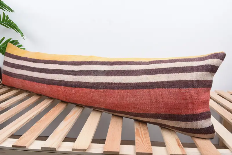 Office Chair Pillow Case, Handmade Kilim Cushion, 12x48 Red Cushion Case, Home Decor Pillow, Pillow, Boho Pillow Sham Cover, Retro Pillow Cover - 5