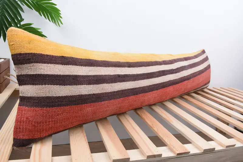 Office Chair Pillow Case, Handmade Kilim Cushion, 12x48 Red Cushion Case, Home Decor Pillow, Pillow, Boho Pillow Sham Cover, Retro Pillow Cover - 4