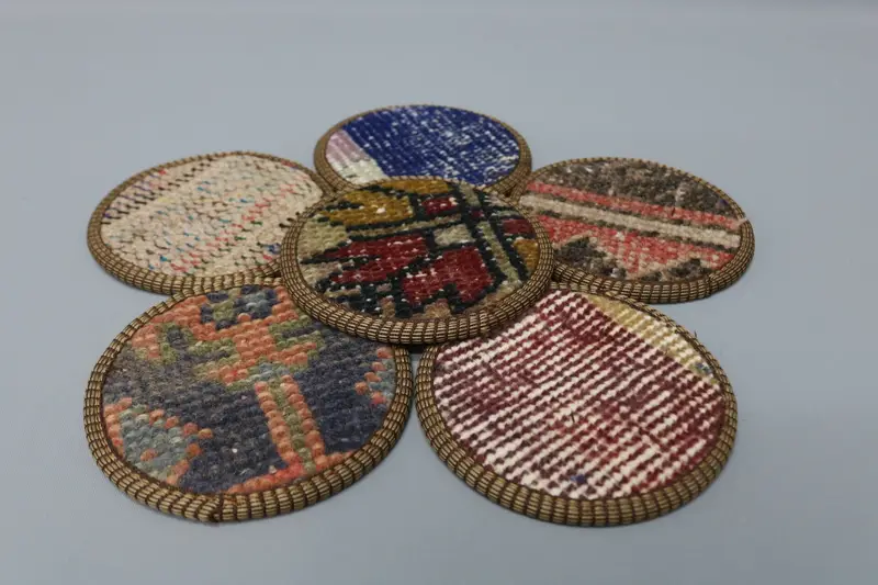 Blaues und braunes Kelim-Untersetzer-Set, langlebige und stilvolle Untersetzer