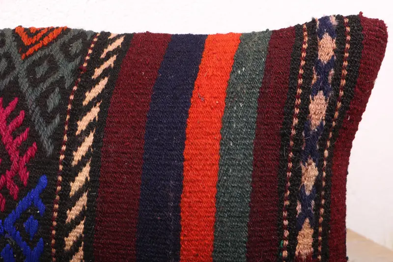 Chair Cushion Cover, Kilim Pillow, Pillow, Pillow for Sofa, 12x24 Red Cushion, Seat Pillow Cover, Kilim Cushion Sham, Crochet Pattern Pillow Case - 5