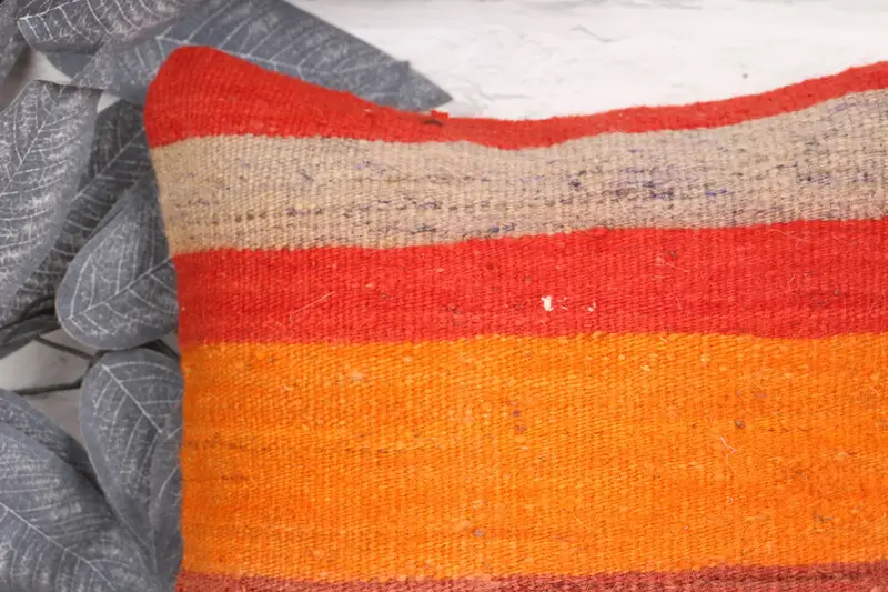Cushion Case, Natural Pillow Case, Interior Designer Pillow, 12x12 Orange Cushion Cover, Boho Chic Pillow Case, Kilim Pillow, Pillow for Couch - 2