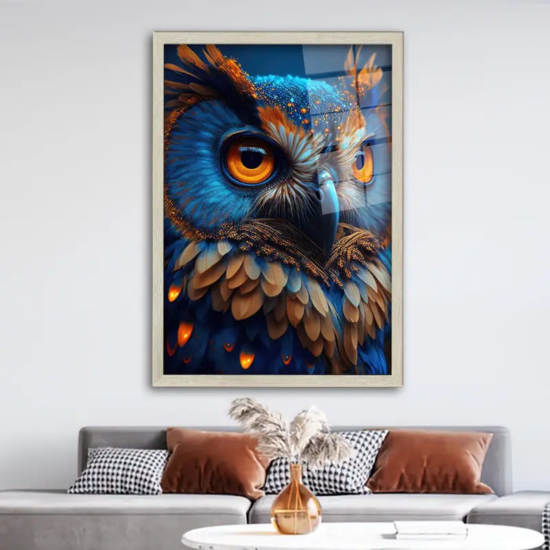 Modern Blue Owl Printed Glass - Trendy Owl Lover Gift