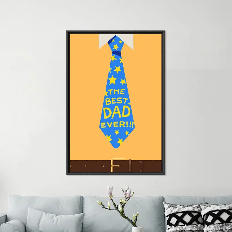 Modern Best Dad Ever Canvas Wall Art, Father’s Day Gift, Funny Tie Poster for Dad’s Office Decor - 1
