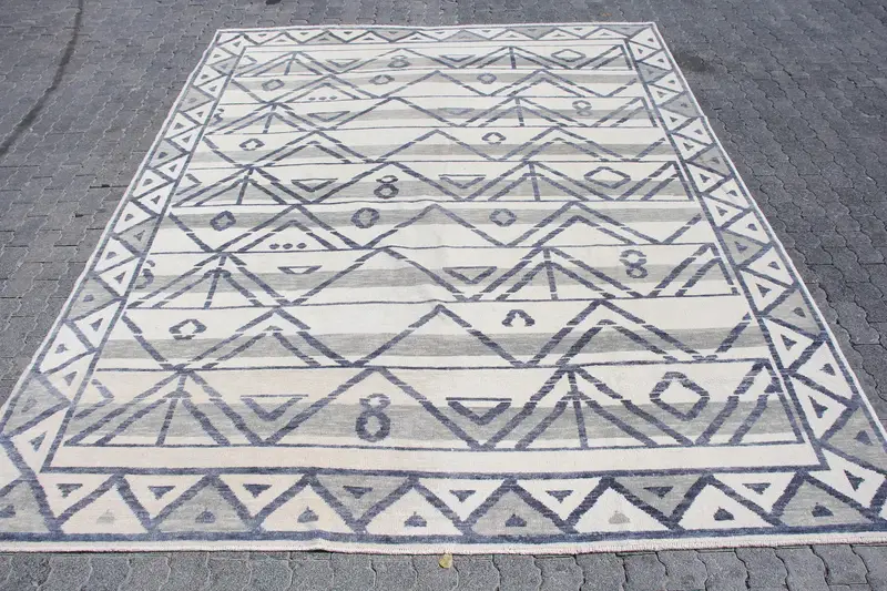 Oushak Türk Halısı, 9.3x11.6 ft Vintage Halı, Gri Fas Yün Halısı - 1