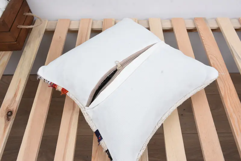 Outdoor Bolster Pillow, Turkish Kilim Pillow, 14x14 White Pillow Cover, Pillow for Couch, Hippie Throw Cushion Case, Cushion Cover, Pillow for Sofa - 8