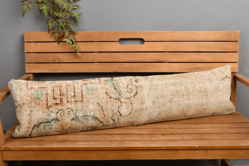 Beige & Braun besticktes Wurfkissen, Southwestern Leinenkissen