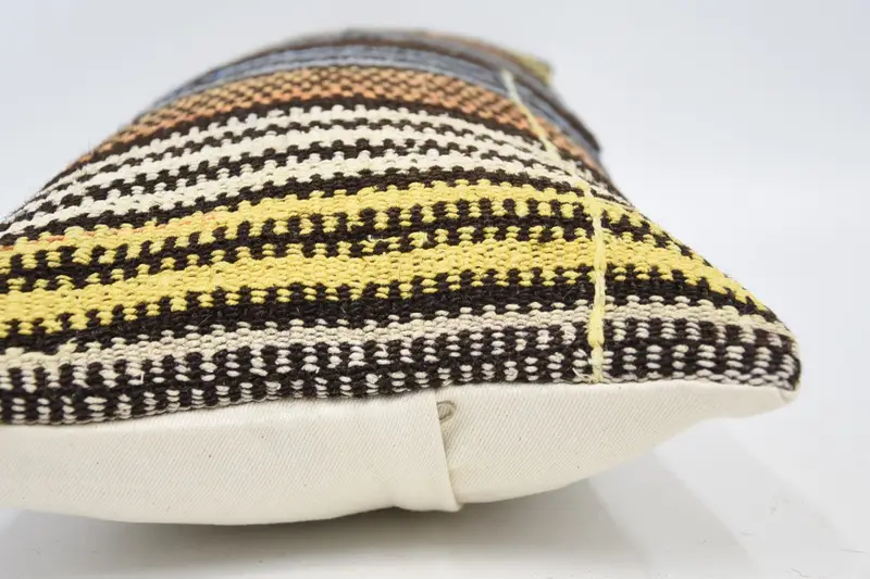Boho Pillow, Decorative Bolster Pillow Cover, Comfy Throw Cushion, Pillow Cover, Kilim Pillow, 12x24 Yellow Pillow Cover, Ethnical Kilim Rug Pillow - 5