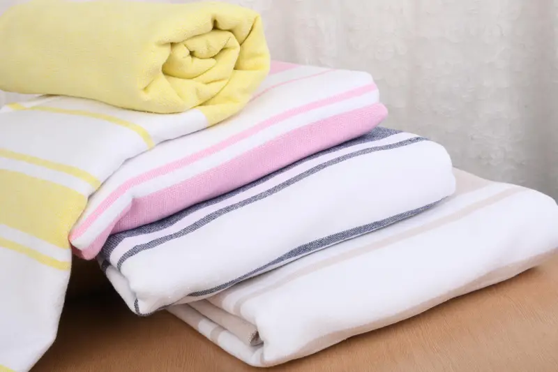 Striped Terry Towel Organic Cotton Beige, 36x67 Inches