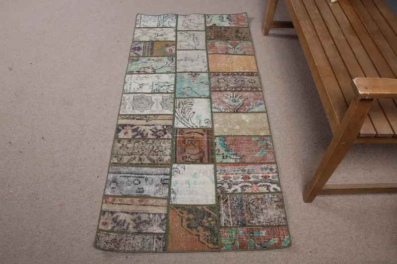 2.5x5.3 ft Oushak Vintage Rug, Brown Southwestern Turkish Rug Wool - 1