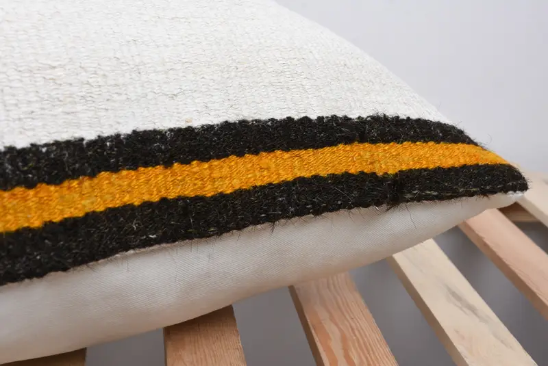 Pillow for Sofa, 20x20 White Cushion, Vintage Pillow, Pillow Sham, Shabby Chic Pillow Sham, Ethnical Kilim Rug Pillow, Patio Pillow Sham - 7