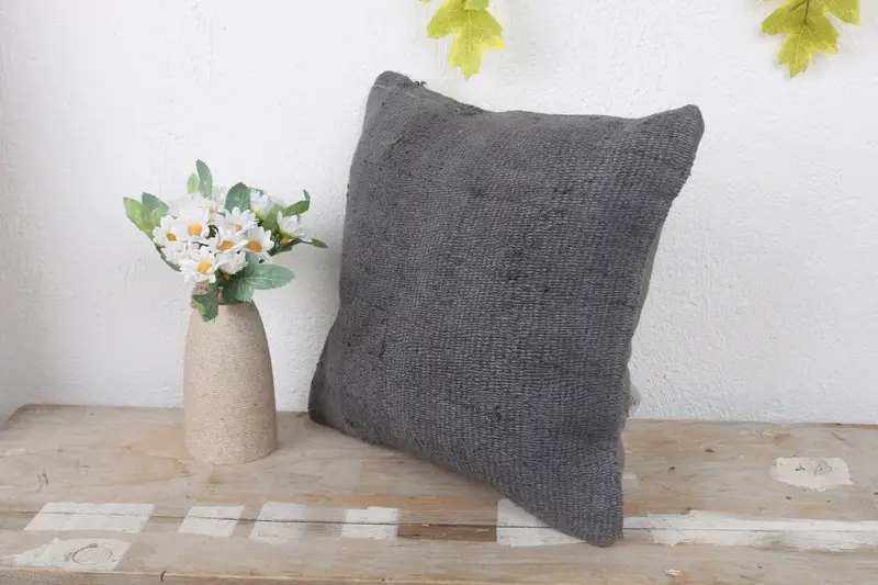 Gift Pillow, Pillow, Meditation Cushion Case, Kilim Pillow, Antique Pillows, 12x12 Gray Pillow Case, Art Deco Pillow, Bed Pillow Cover - 4