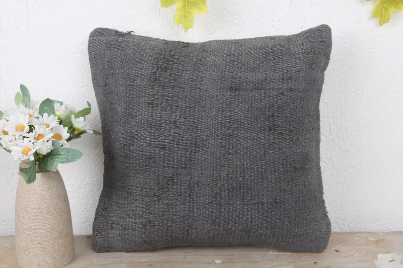 Gift Pillow, Pillow, Meditation Cushion Case, Kilim Pillow, Antique Pillows, 12x12 Gray Pillow Case, Art Deco Pillow, Bed Pillow Cover - 2