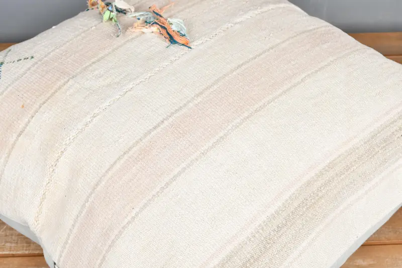 Cushion Case, Toss Pillow Case, Handmade Kilim Cushion, 24x24 Beige Pillow Sham, Throw Kilim Pillow, Kilim Cushion Sham, One Of A Kind Pillow Cover - 3