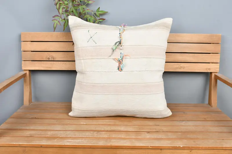Cushion Case, Toss Pillow Case, Handmade Kilim Cushion, 24x24 Beige Pillow Sham, Throw Kilim Pillow, Kilim Cushion Sham, One Of A Kind Pillow Cover - 6