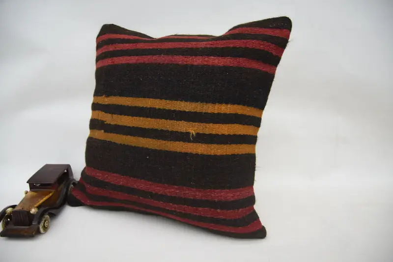 Cushion, 18x18 Red Cushion, Throw Kilim Pillow, Art Deco Pillow, Turkish Pillow, Pillow for Sofa, Comfy Throw Pillow Cover - 3