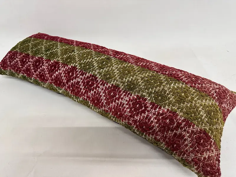 Gift Pillow, Vintage Throw Pillow Case, 12x36 Red Cushion Case, Authentic Pillow, Cushion, Ethnical Kilim Rug Pillow, Kilim Pillow Cover - 6