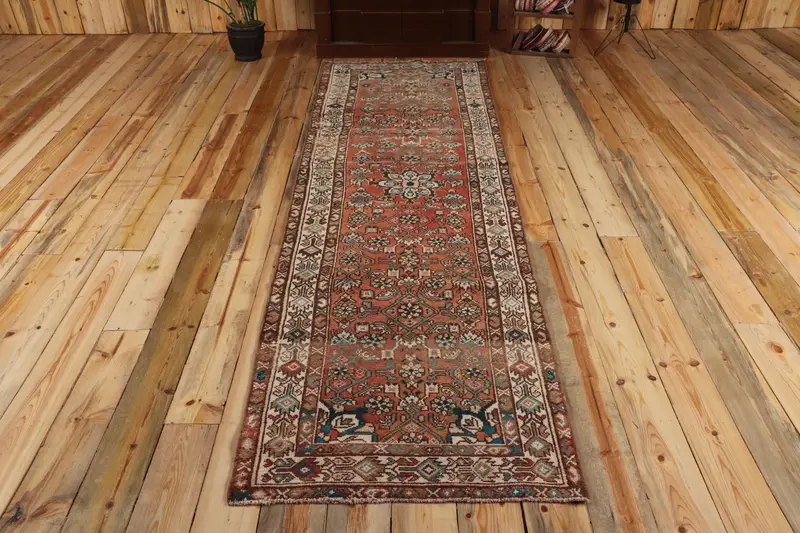 2.7x9.8 ft Halı, Vintage Türk Halısı, Kahverengi Oushak Yün Halı - 1