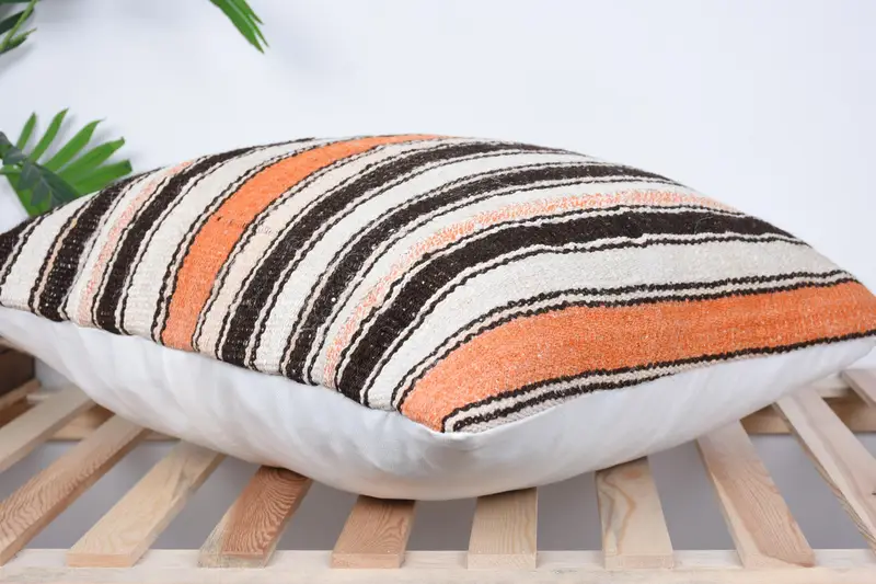 Personalized Gift Pillow Pillow Sham, Handmade Kilim Cushion, 24x24 Brown Cushion Case, Interior Designer Pillow, Boho Pillow, Cushion Cover - 6