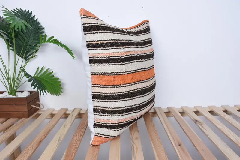 Personalized Gift Pillow Pillow Sham, Handmade Kilim Cushion, 24x24 Brown Cushion Case, Interior Designer Pillow, Boho Pillow, Cushion Cover - 4