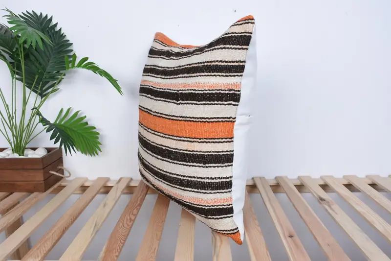 Personalized Gift Pillow Pillow Sham, Handmade Kilim Cushion, 24x24 Brown Cushion Case, Interior Designer Pillow, Boho Pillow, Cushion Cover - 5