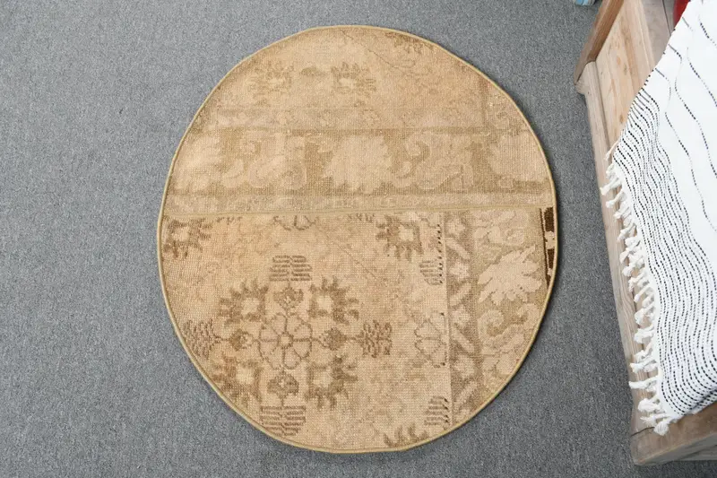 ベージュ & ブラウン ストライプ ラグ、2.4x2.9 フィート シックな装飾